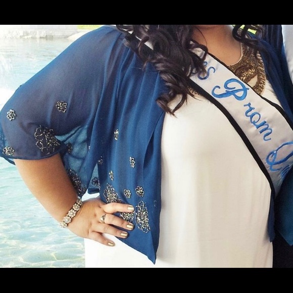 Forever21 Chiffon beaded jeweled shawl/cardigan - Picture 6 of 6